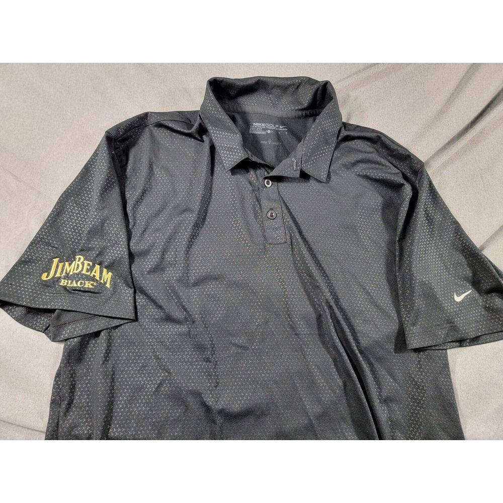 Jim Beam Black Nike Performance Golf Polo Shirt Mens Large Geometric